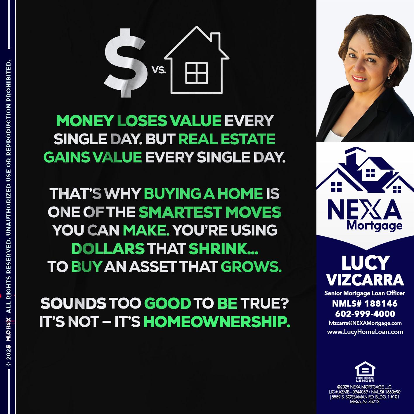 MONEY LOSES VALUE - Lucy Vizcarra -Mortgage Loan Officer