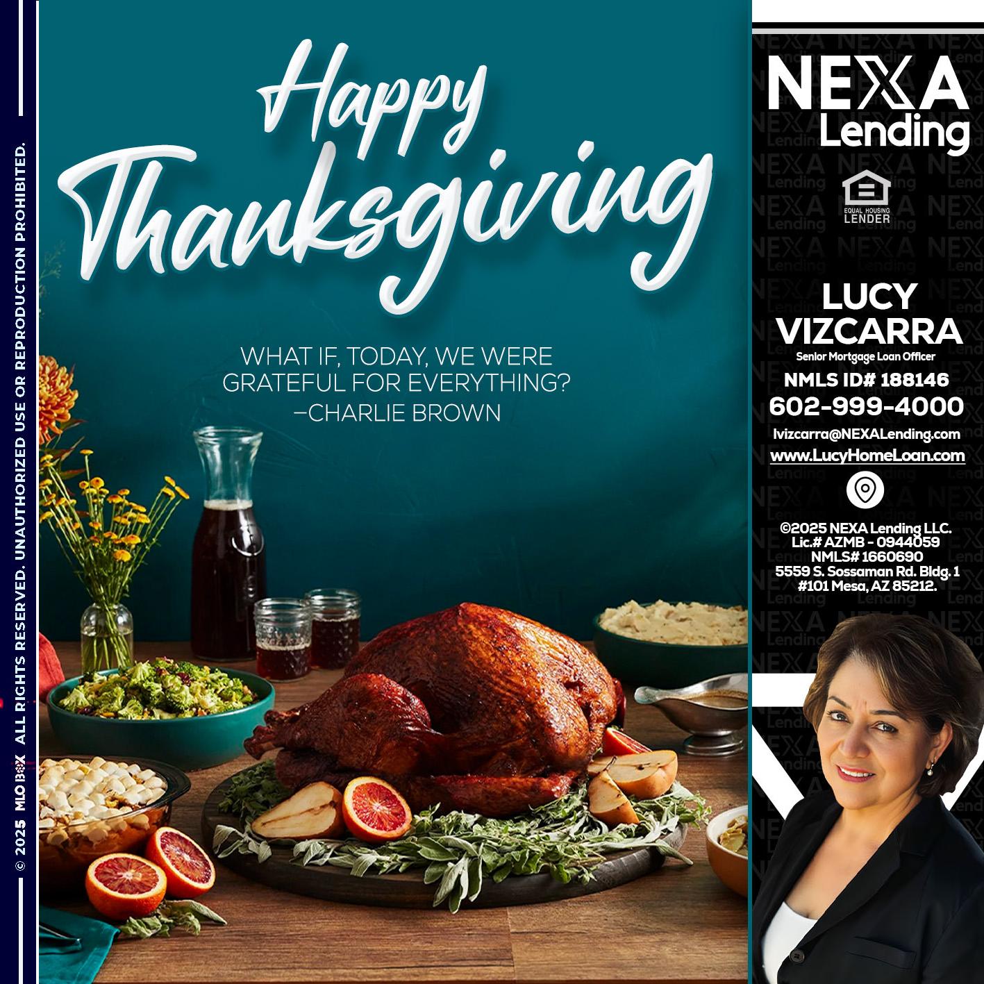 happy Thanksgiving - Lucy Vizcarra -Mortgage Loan Officer