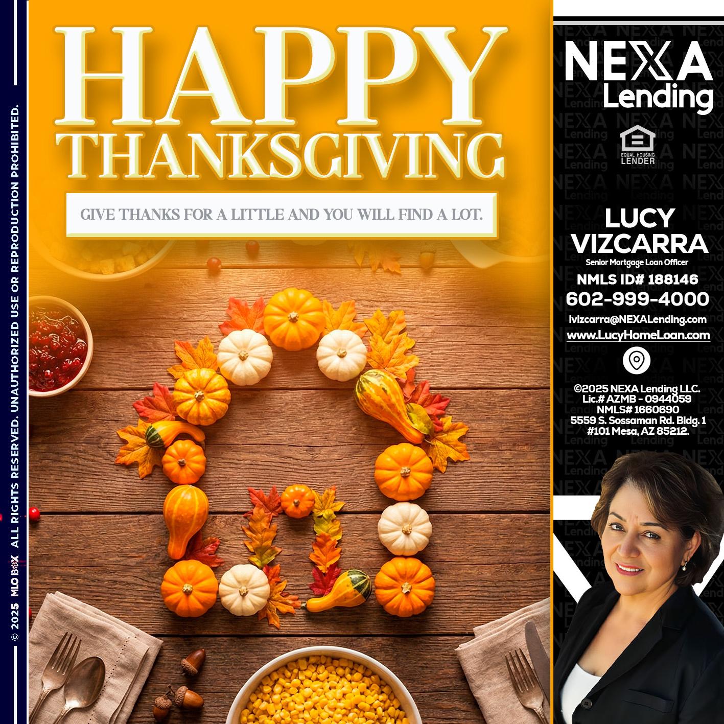HAPPY THANKSGIVING - Lucy Vizcarra -Mortgage Loan Officer