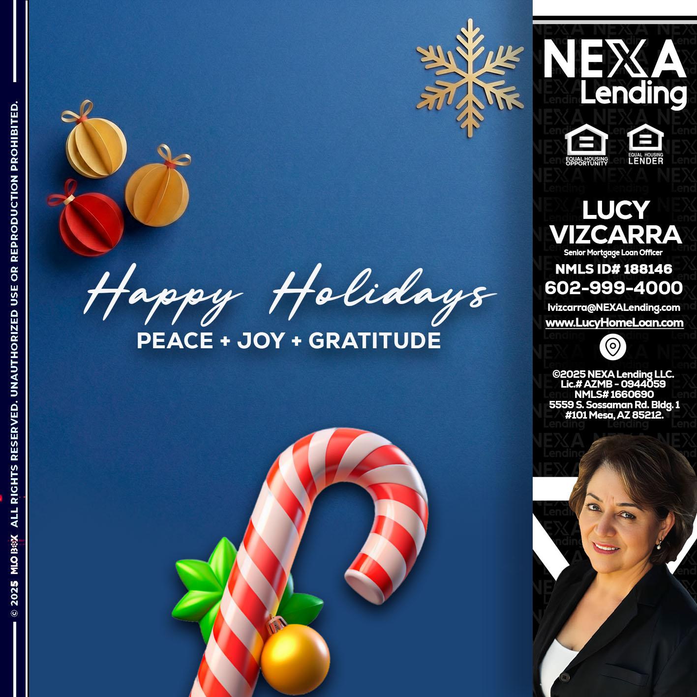 HAPPY HOLIDAYS - Lucy Vizcarra -Mortgage Loan Officer