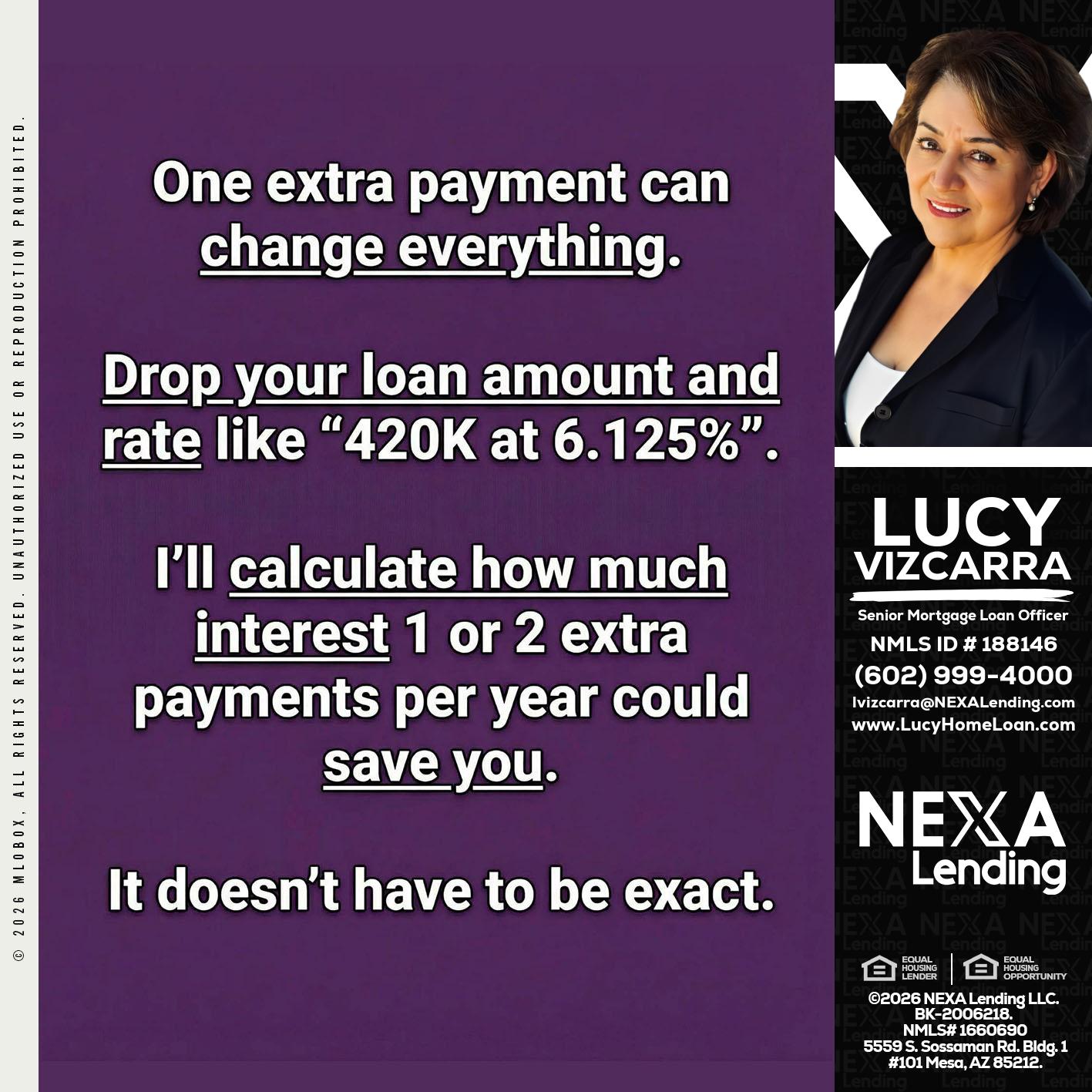 ONE EXTRA - Lucy Vizcarra -Mortgage Loan Officer
