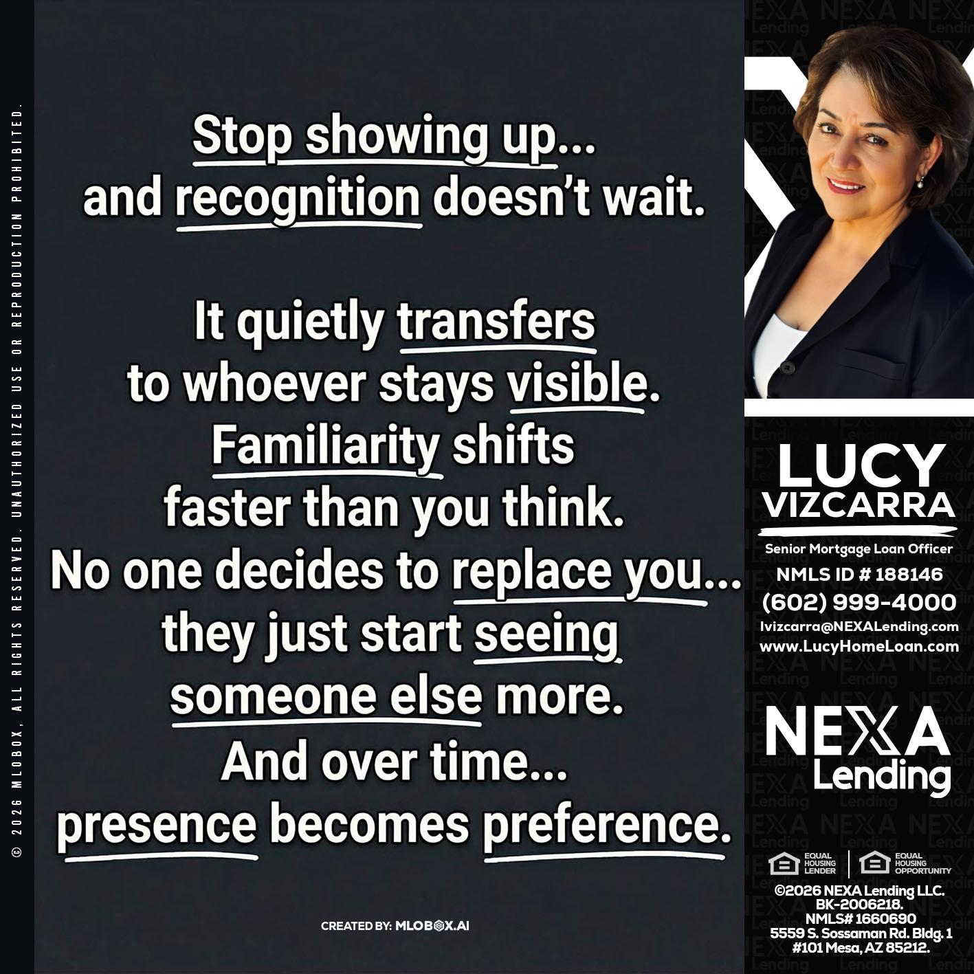 STOP SHOWING - Lucy Vizcarra -Mortgage Loan Officer