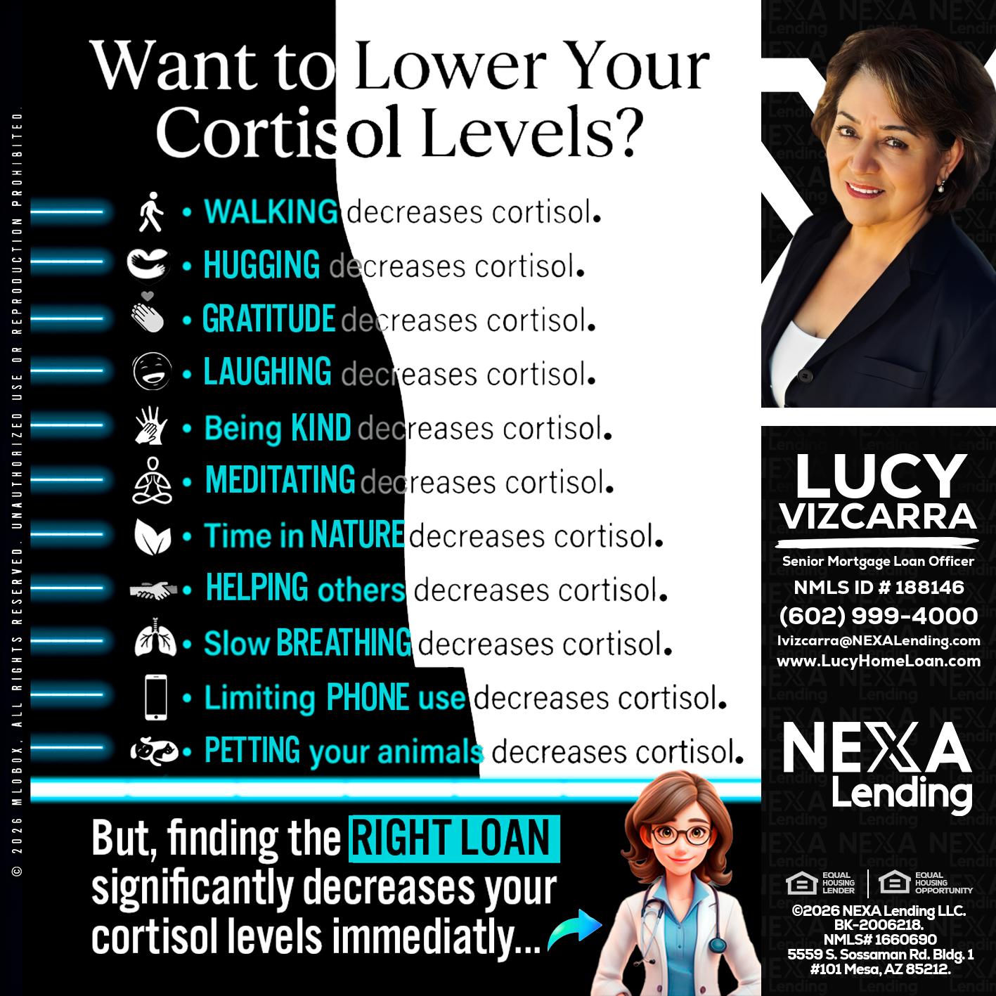 Want to lower Your Cortisol Levels? - Lucy Vizcarra -Mortgage Loan Officer