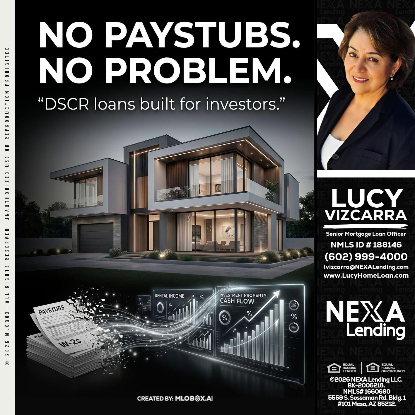 no paystub - Lucy Vizcarra -Mortgage Loan Officer