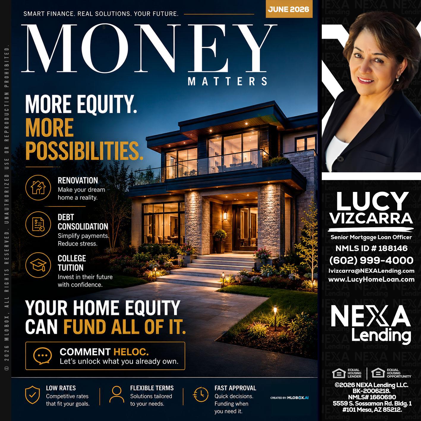 MONEY MATTERS - Lucy Vizcarra -Mortgage Loan Officer